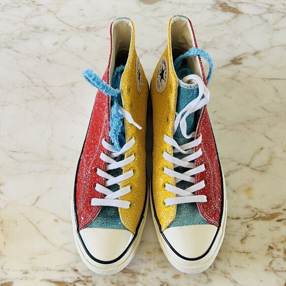 CONVERSE x JW ANDERSON Red Yellow Glitter Chuck 70 High Top - US 9.5 M / 11.5 W - Picture 2 of 12
